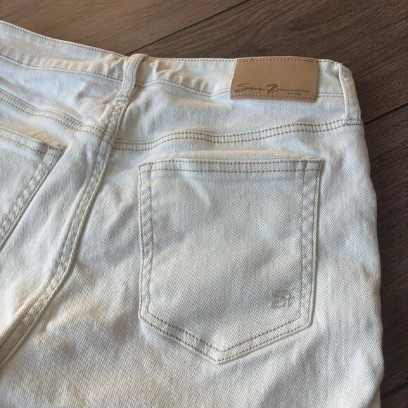 seven7 slim straight jeans white denim size 4 28W high rise - Picture 5 of 6